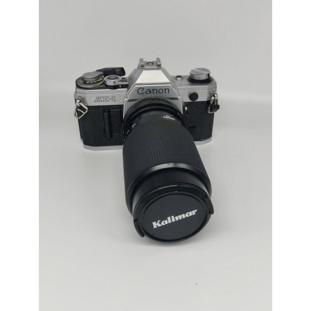 Canon AE-1 35mm Film Camera w/ Japanese Kalimar Telephoto Lens - Untested